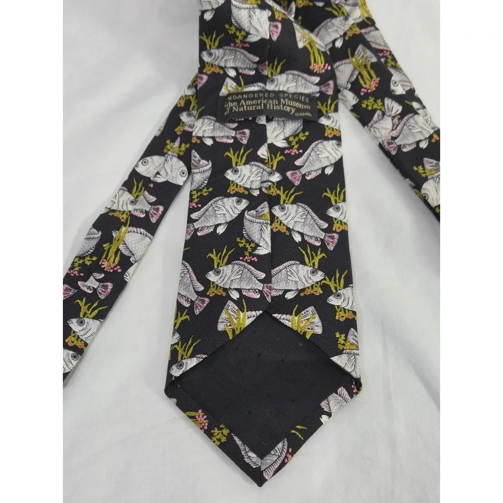 American Museum Of Natural History  Tie AOP Fish Endangered Species Silk
